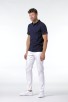 Stretch Shirt Herren - Polokragen - Kontrastknopfleiste - dunkelgrau melange/weiß